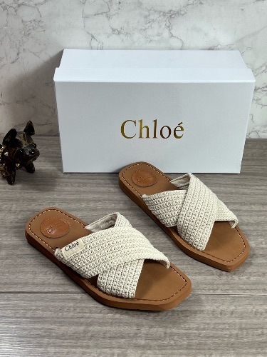 Chloé Woody crochet woven flat slide sandals