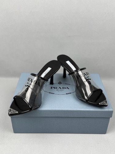 Prada Logo Vinyl & Leather Pointy-Toe heels — 4