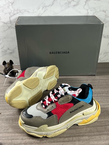 Balenciaga Triple S sneakers in a blue, red, and grey