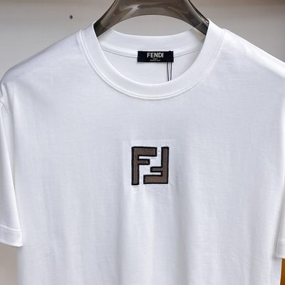 Fendi Men's Black Cotton Jacquard Patch T-shirt — 3