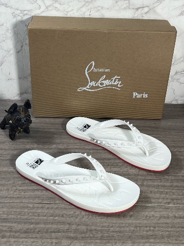 Christian Louboutin Super Loubi white rubber studded flip flops