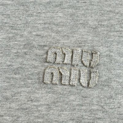 Miu Miu grey mélange cotton half-zip polo shirt — 5