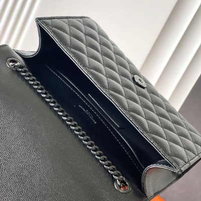 Saint Laurent grey grain de poudre textured leather envelope chain bag — 8