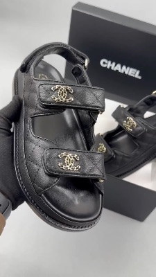 Chanel Grained Calfskin quilted "Dad" sandals — 4