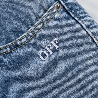 Off-White Diagonal Cotton Slim Fit Jeans — 7