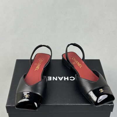 Chanel Square-Toe Slingback Flats — 4