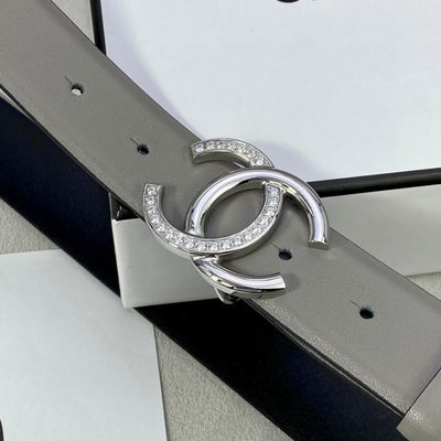 Chanel leather belt features a signature CC logo buckle — 4