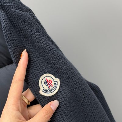 Moncler Navy Paneled Down Cardigan — 3