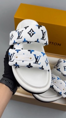 Louis Vuitton Pool Pillow Comfort Mules in blue and white monogram nylon — 5