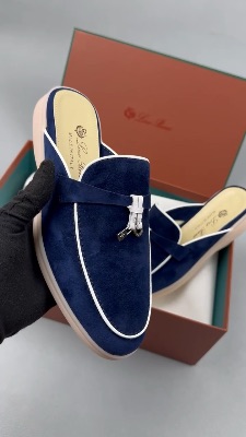 Loro Piana blue suede Babouche Walk loafers — 5