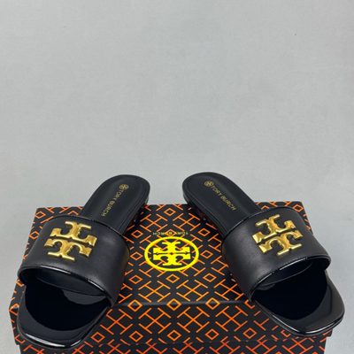 Tory Burch Eleanor slide mules in black leather — 4