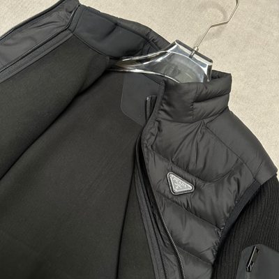 Prada padded nylon-front wool hybrid jacket — 9