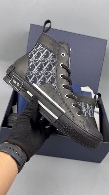 Dior B23 high-top sneakers in black canvas oblique — 5