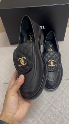 Chanel black lambskin loafers — 5