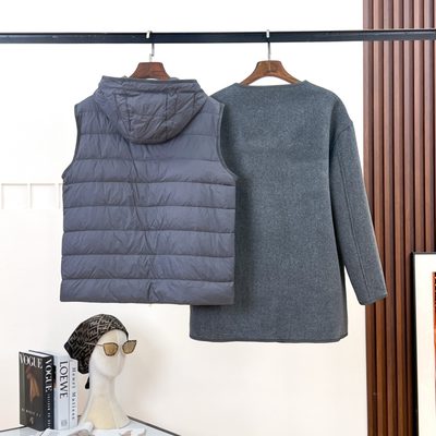 Moncler Reposse 3-in-1 Wool & Cashmere Short Down Jacket, which includes a detachable hooded quilted — 4