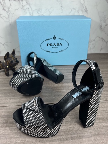 Prada 135mm Crystal-Embellished Platform Sandals