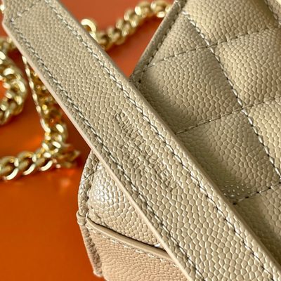 Saint Laurent grey grain de poudre textured leather envelope chain bag — 6