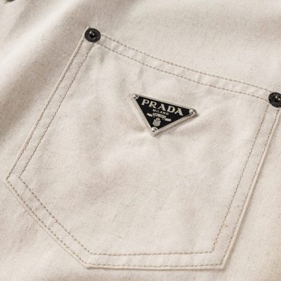 Prada beige cotton and linen chambray shirt — 5
