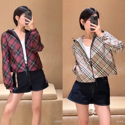 Burberry Cropped Reversible Check Hooded Jacket — 8