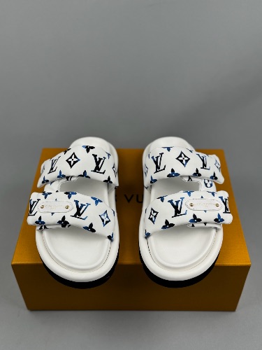 Louis Vuitton Pool Pillow Comfort Mules in blue and white monogram nylon — 3