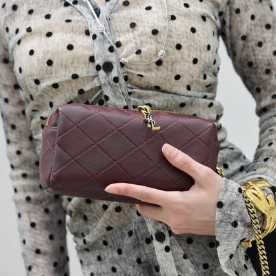 Saint Laurent Cassandre Bijou quilted textured-leather pouch — 4