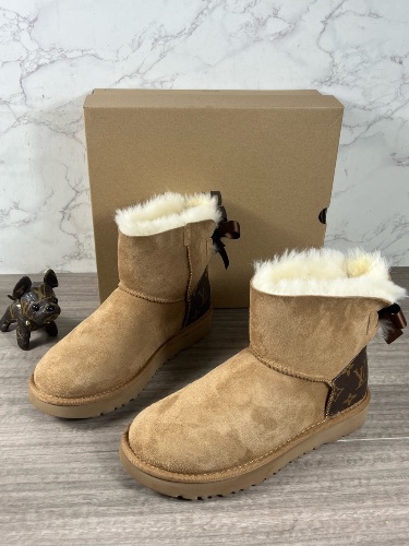 UGG Bailey Bow boots featuring a brown Louis Vuitton monogram — 3