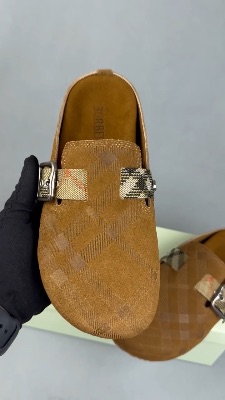 Burberry Checked Suede Urchin clogs in brown — 5