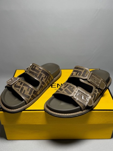 Fendi Feel FF-motif jacquard fabric slides