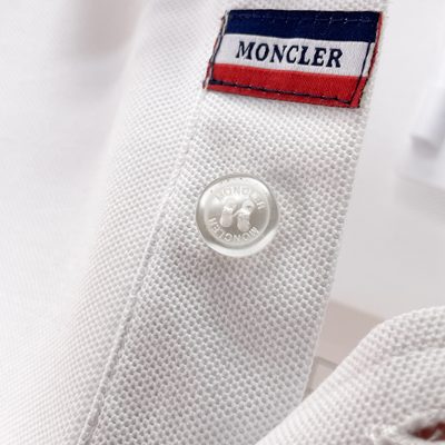 Moncler white cotton piquet polo shirt — 7