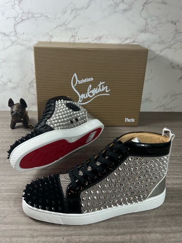 Christian Louboutin Men's Louis Orlato Flat Spikes high-top sneakers