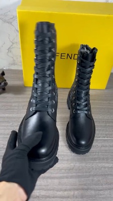 Fendi Rockoko black leather combat boots — 5