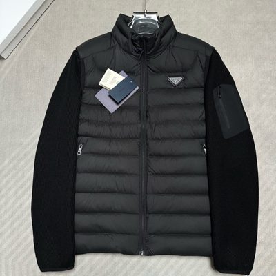 Prada padded nylon-front wool hybrid jacket — 3