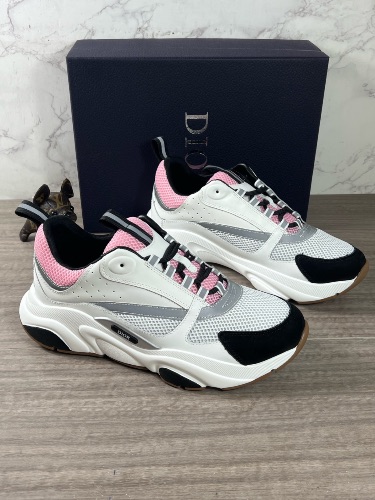 Dior B22 trainers in a white, grey, and pale pink colorway — 4