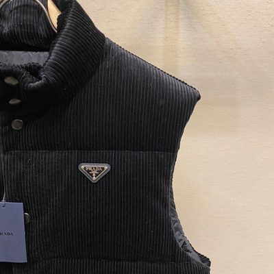 Prada Down-Filled Cotton Corduroy Vest — 4
