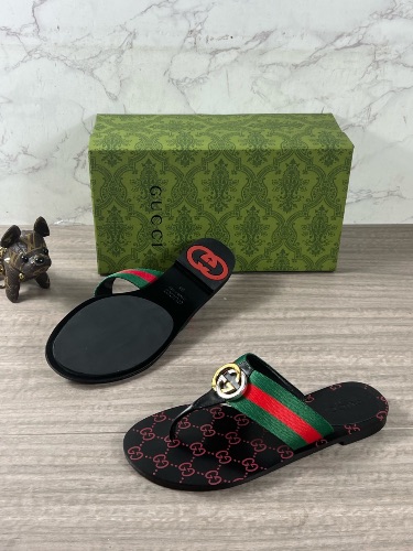 Gucci Kika Interlocking GG Web Stripe Flat Thong Sandals