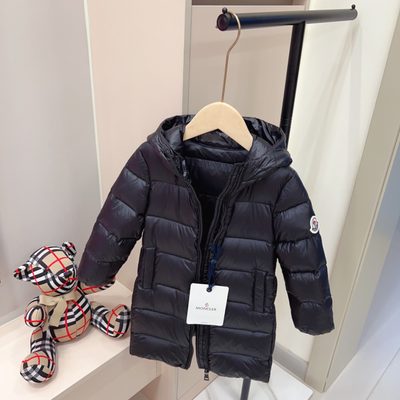 Moncler Enfant navy blue hooded down puffer coat — 5