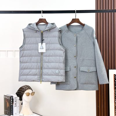 Moncler Gray Wool and Cashmere Jacket with Vest — 3