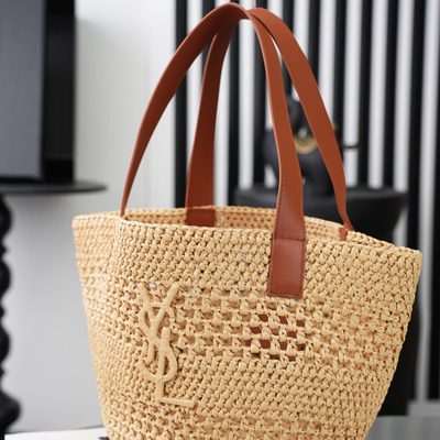 Saint Laurent Panier Small Raffia Bucket Bag — 6