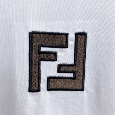 Fendi Men's Black Cotton Jacquard Patch T-shirt — 4