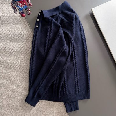 Burberry long-sleeved cable-knit polo sweater — 7