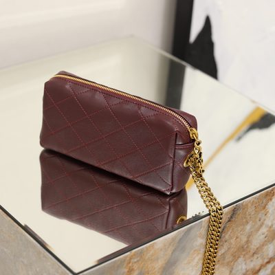 Saint Laurent Cassandre Bijou quilted textured-leather pouch — 5