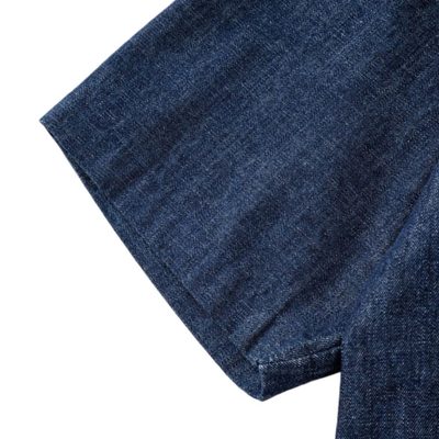 Prada men's navy blue denim bowling shirt — 7