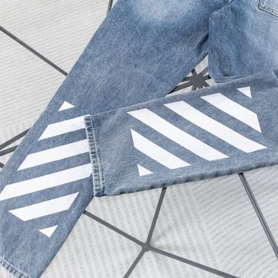 Off-White Diagonal Cotton Slim Fit Jeans — 3
