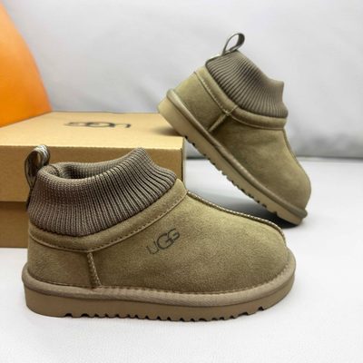 UGG Kids' Stretch-Cuff Suede Snug Boots — 6