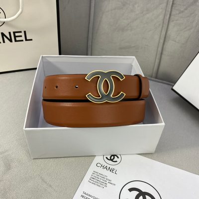 Chanel belt features a distinctive black and silver CC logo buckle — 8