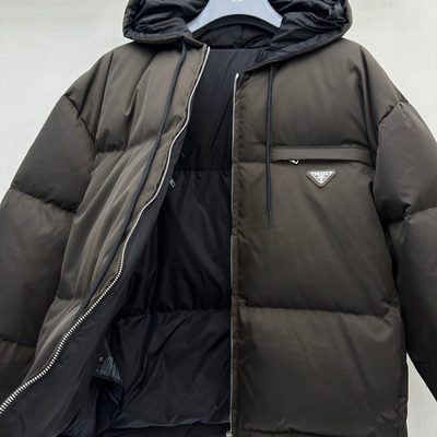 Prada Brown Re-Nylon Hooded Down Jacket — 7