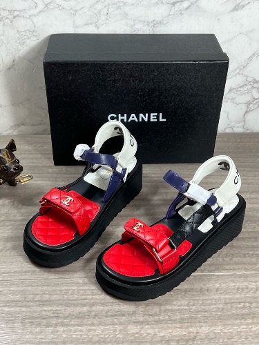 Chanel Lambskin Logo Platform Sandals — 3