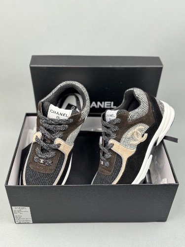 Chanel Tweed and Suede CC sneakers