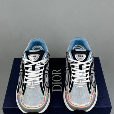 Dior B30 mesh and technical fabric sneakers in a silver and dark grey — 3