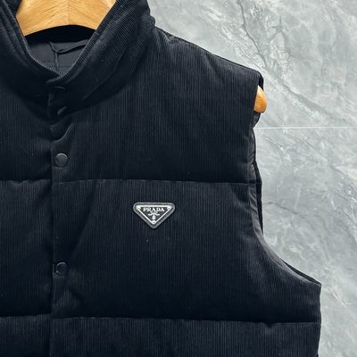 Prada Down-Filled Cotton Corduroy Vest — 8